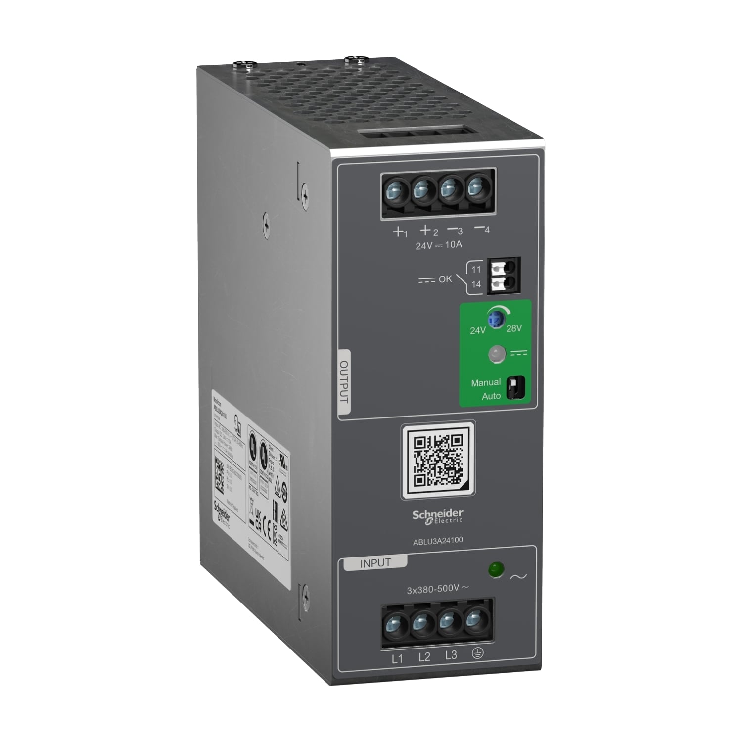 Regulated Power Supply, 380...500V AC, 24V, 10A, 3 phases, Universal