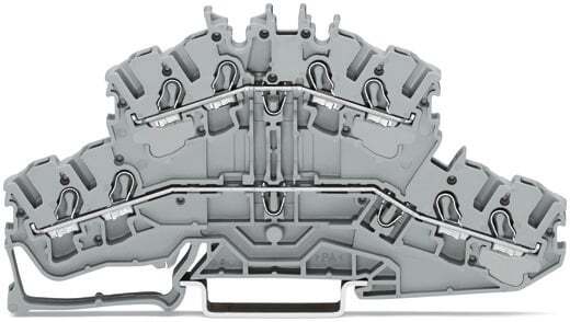 4-conductor double deck terminal block; Through/through terminal block; L/L; without marker carrier; for DIN-rail 35 x 15 and 35 x 7.5; 2.5 mm; Push-in CAGE CLAMP; 2,50 mm; gray