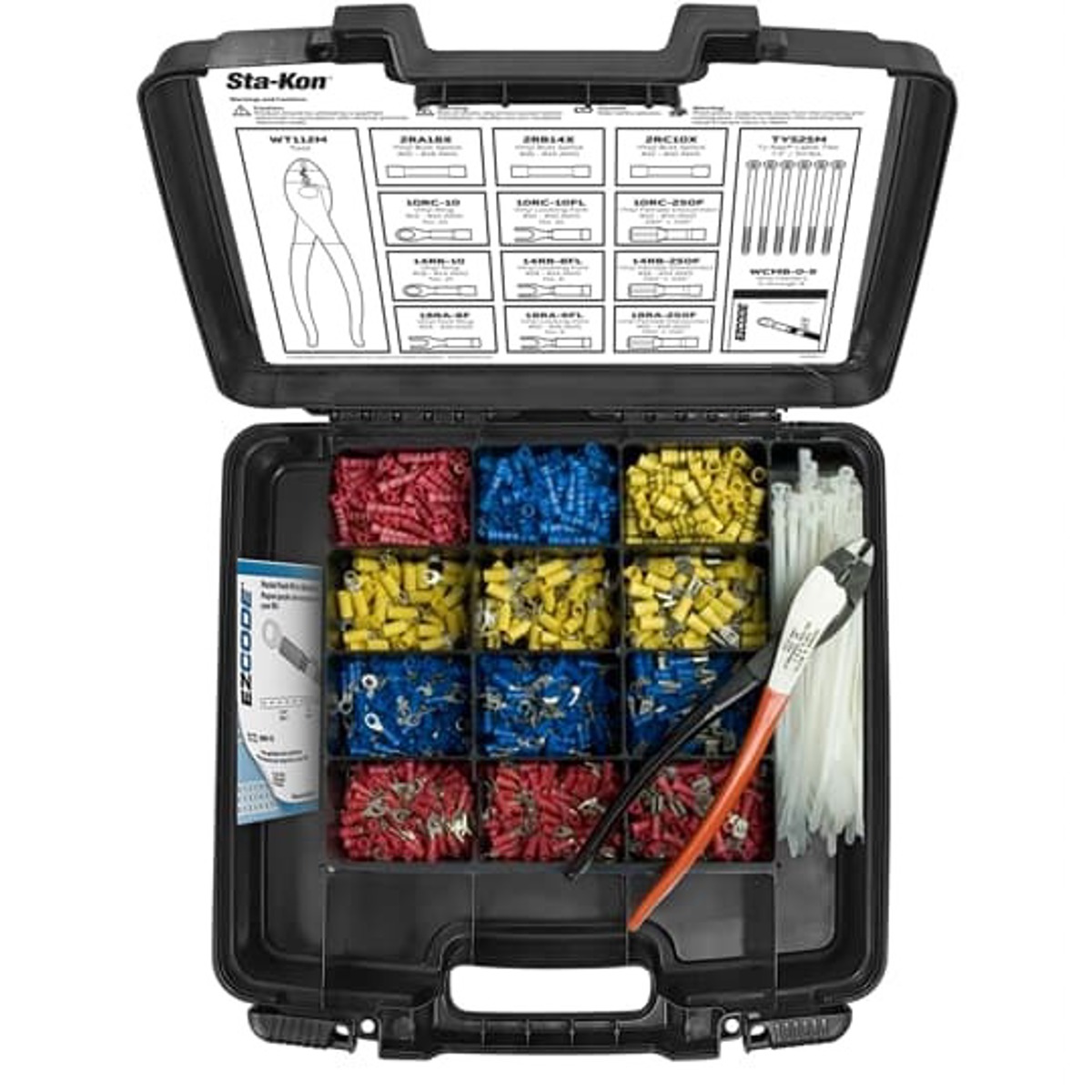 StaKon Terminal Kit Plastic Carrying Case contains 12 different