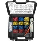 Sta-Kon Terminal Kit Plastic Carrying Case contains 12 different Sta-Kon Terminals, WT112M Hand Tool, Package of TY525M Cable Ties and a WM-0 THRU 9 Wire Marker Book
