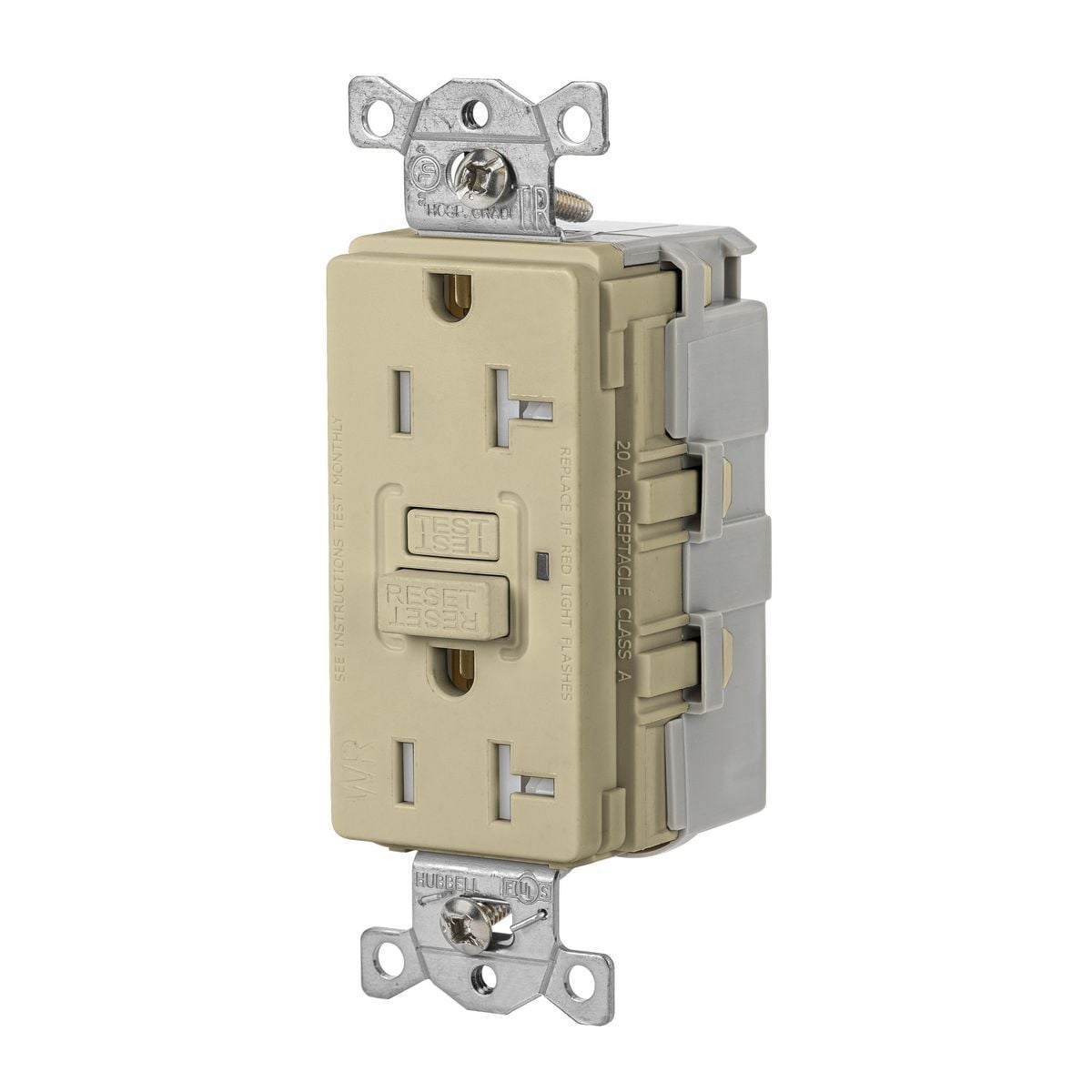 Straight Blade Devices, SNAP-Connect, Weather and Tamper-Resistant, AUTOGUARD, Self-Test, GFCI Receptacle, 20A 125V, 2-Pole 3-Wire Grounding, 5-20R, Ivory