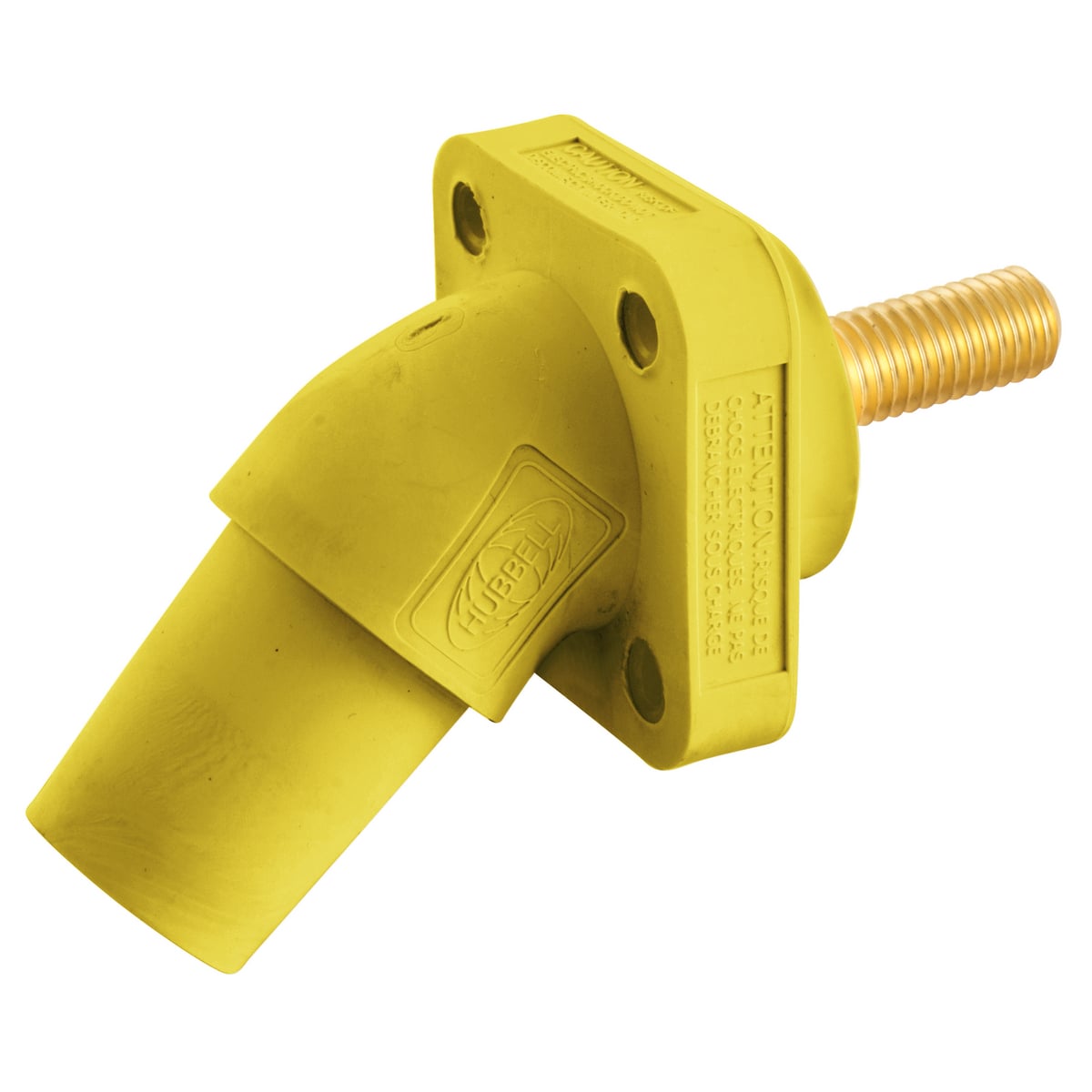 Single Pole Products, 300/400A Series,Receptacle, Angled, Threaded Stud, Yellow