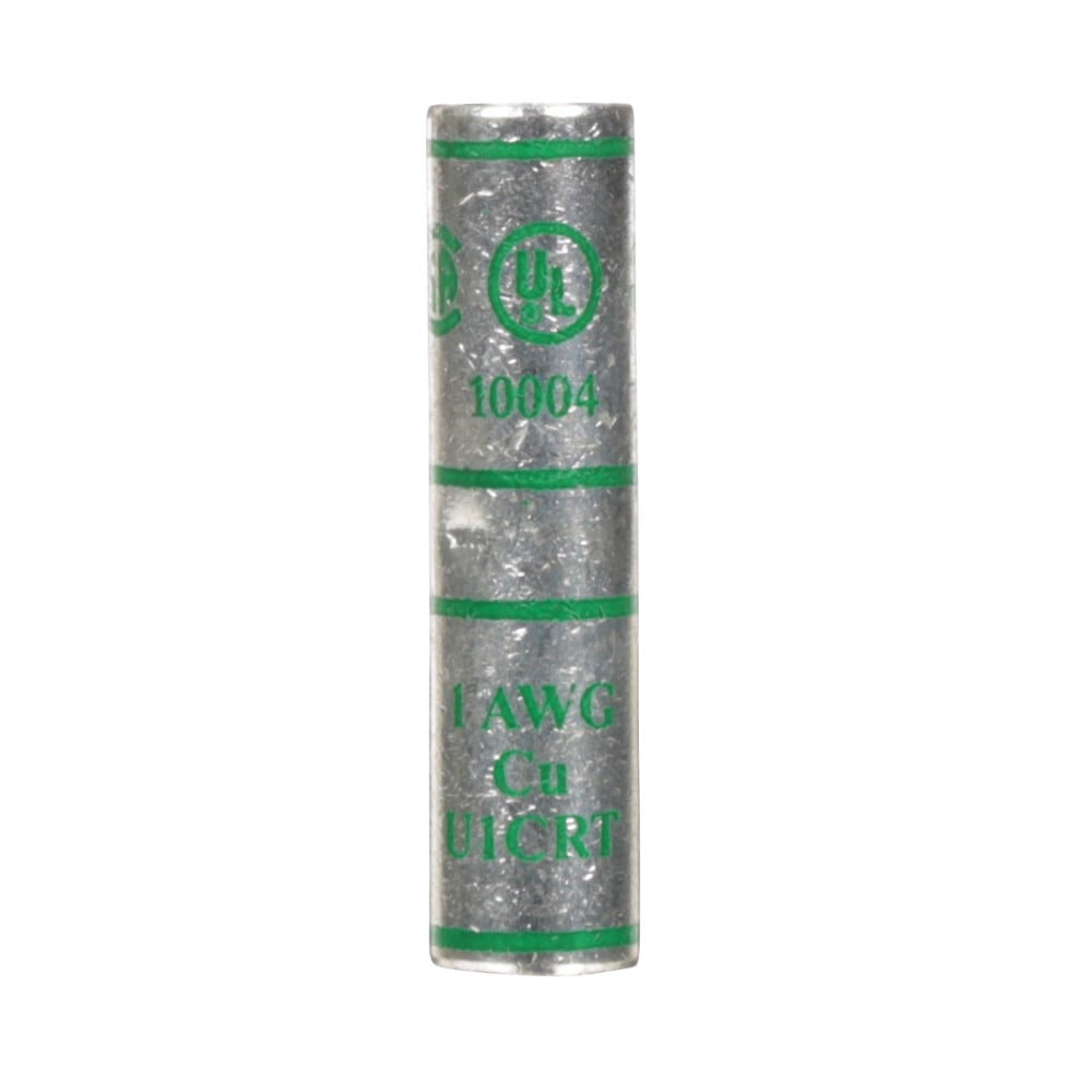 3M(TM) Scotchlok(TM) Copper Standard Barrel Connector 10004, Green, 1 AWG, 10 per case