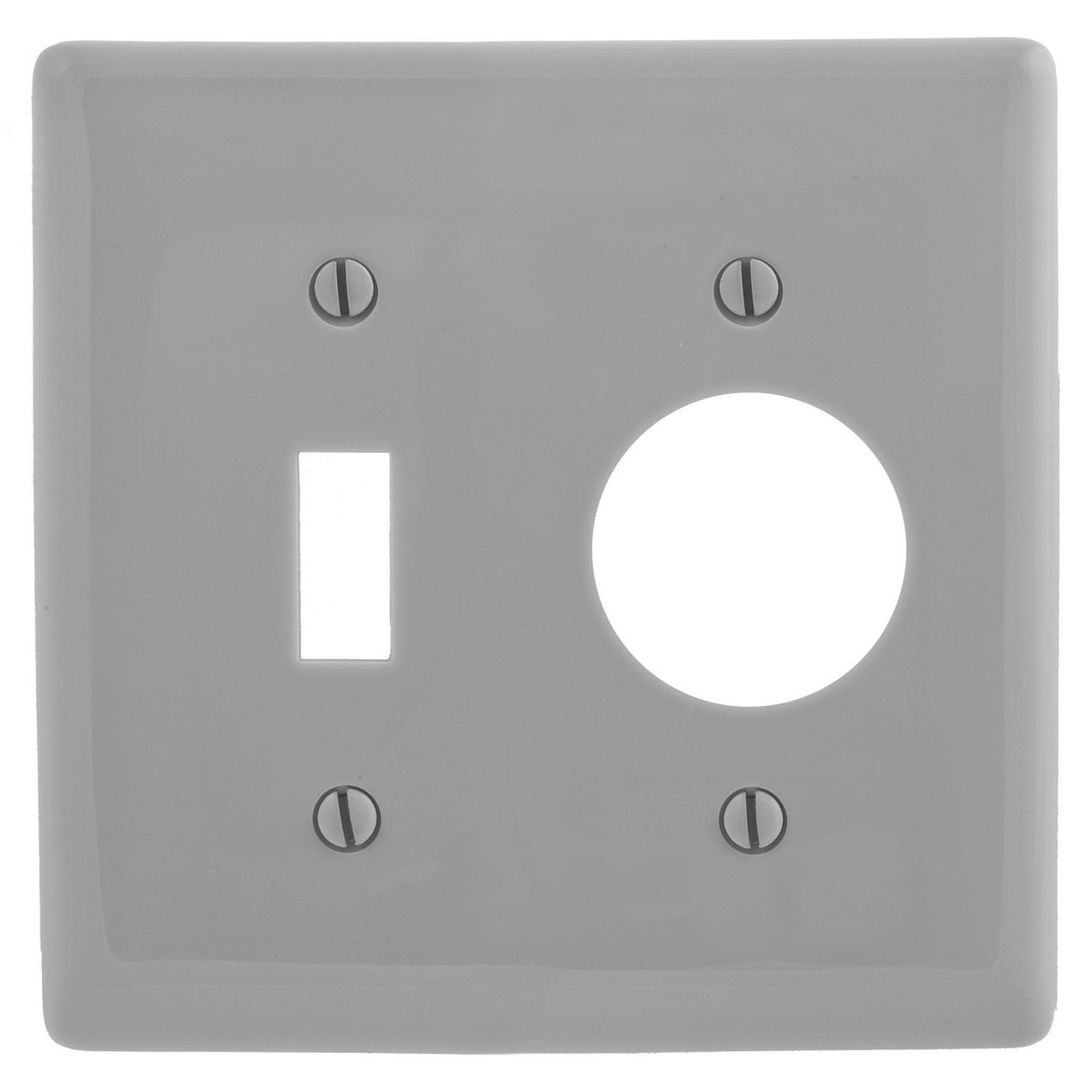 Hubbell Wiring Device Kellems, Wallplates, Nylon, 2-Gang, 1) Toggle,1).406" Opening, Gray