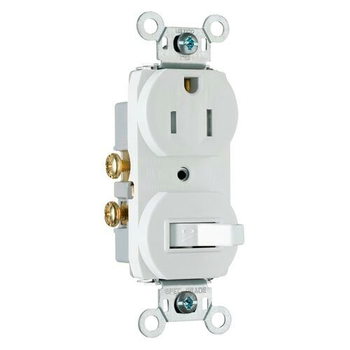 671TRW 20 Amp, 120|125V Combination Single-Pole Switch and Single Receptacle, White