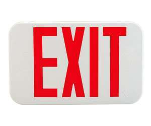 LED Exit Sign ,Single or Double Face, Red or Green, 120-277V, Battery Backup, White