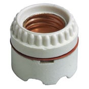 Medium Base, Two-Piece, Keyless, Incandescent, Unglazed Porcelain Lampholder, Ring-Type, Single Circuit, Back Wired, White