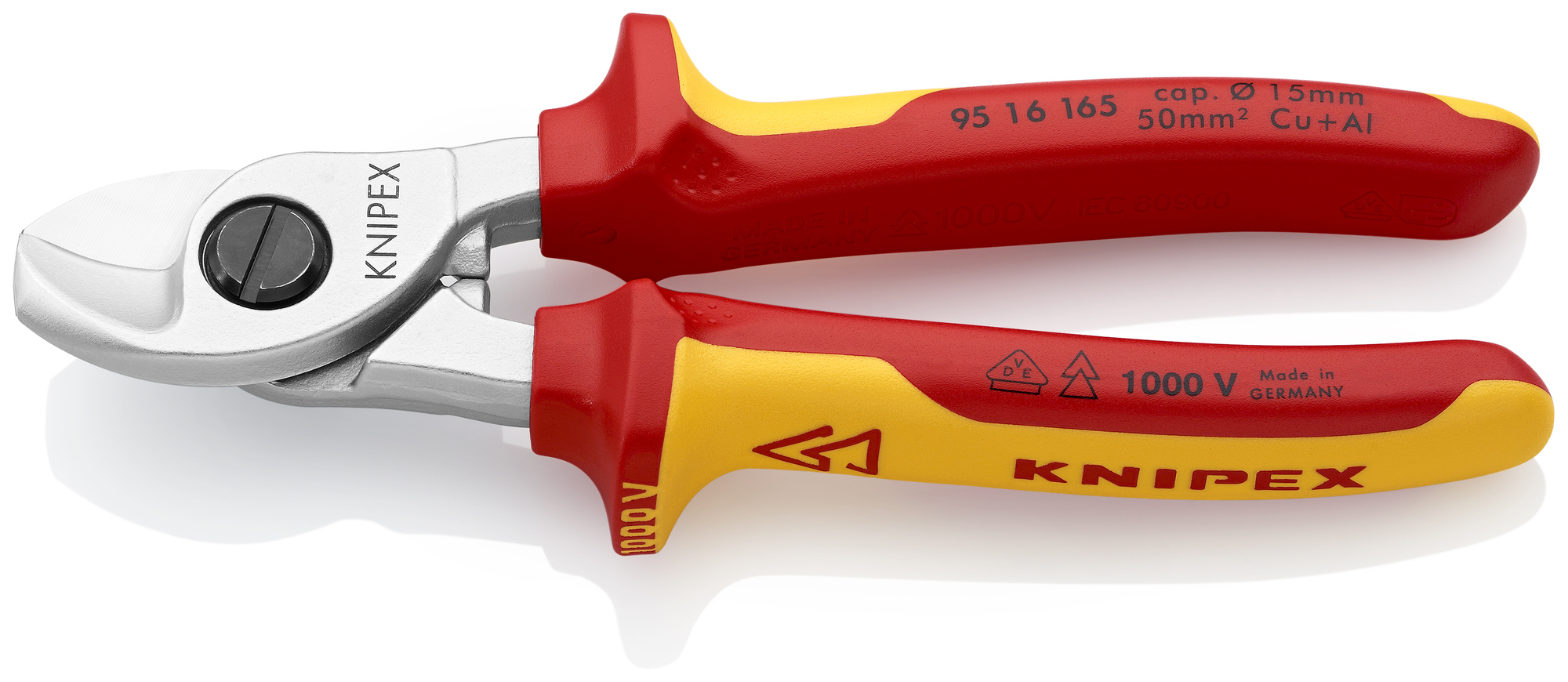 Cable Shears-1000V Insulated, 6 1/2 in., Multi-component, VDE, Chrome Plated