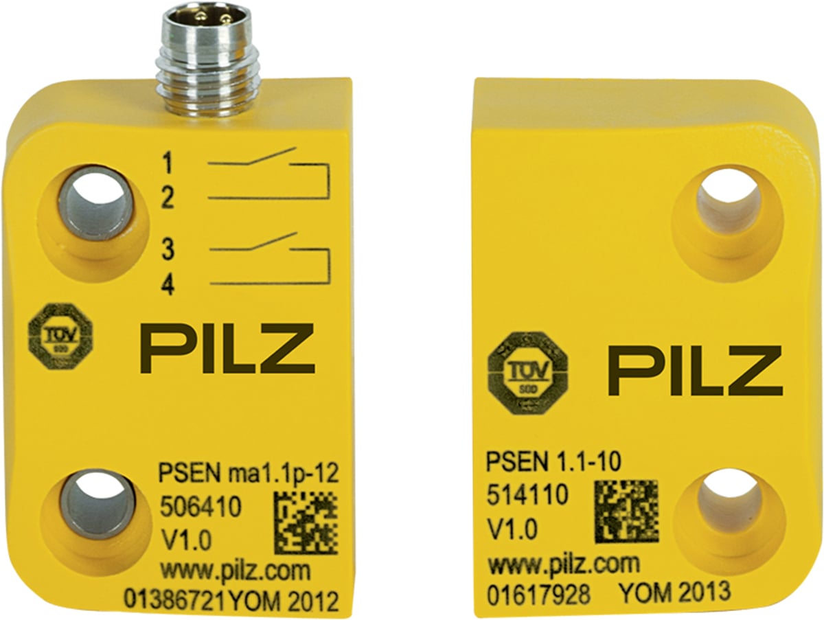 Magnetic Safety Switch, 2 n/o, 4-pin M8 Male Connector, Square Design, IP67, Switching Distance 3mm for Series Connection with PSEN ix1, Height Design 13 mm, PU = 1 Sensor with Actuator