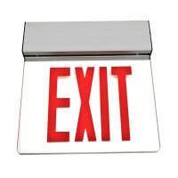 EXL2 Series Edge Lit LED Emergency Exit Sign, Clear with Red Lettering