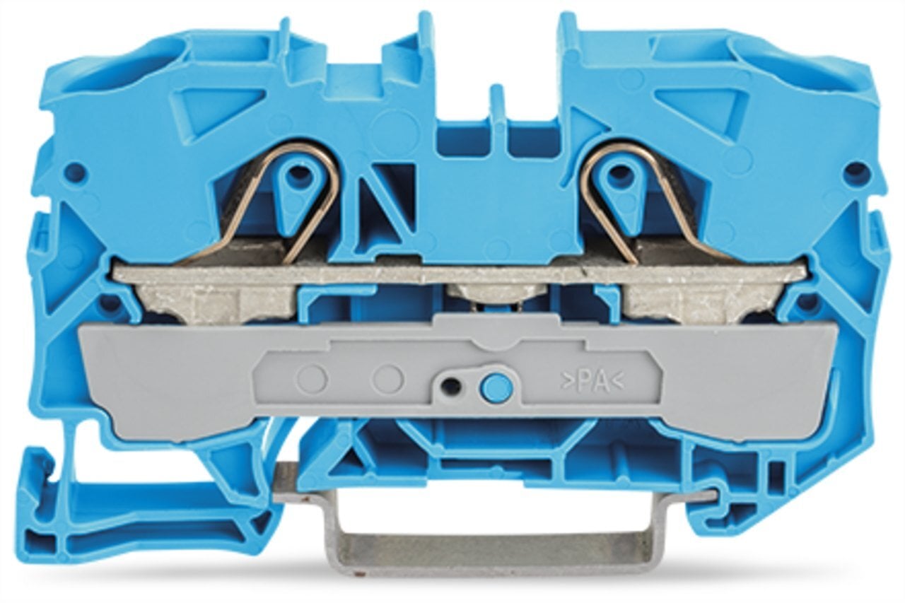 2-conductor through terminal block; 10 mm; for Ex e II and Ex i applications; side and center marking; for DIN-rail 35 x 15 and 35 x 7.5; Push-in CAGE CLAMP; 10,00 mm; blue