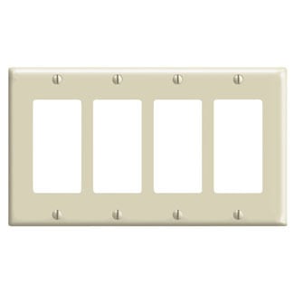 4-Gang Decora/GFCI Device Decora Wallplate, Standard Size, Thermoset, Device Mount, Ivory