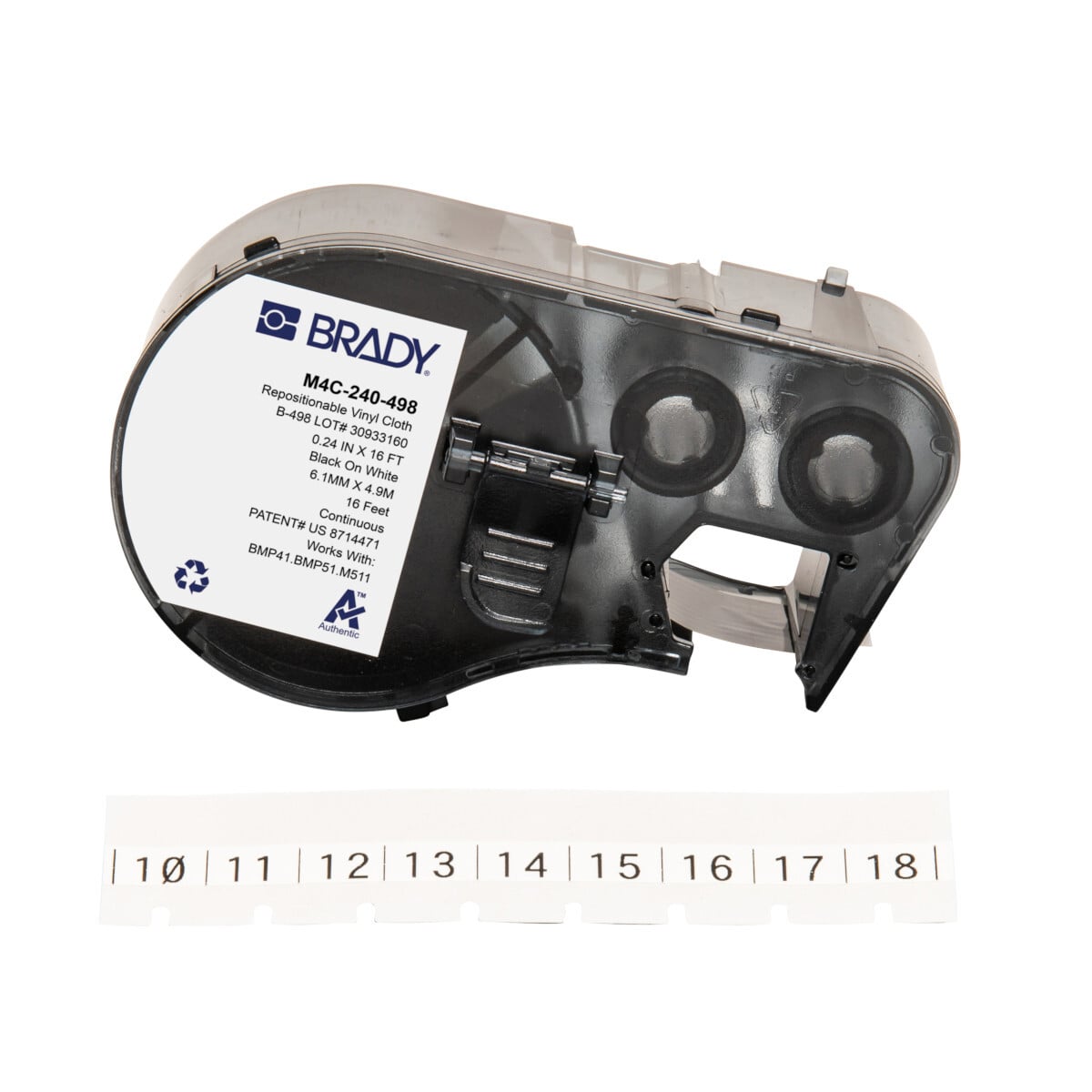 Repositionable Lbls 0.24 x 16ft BK/WT