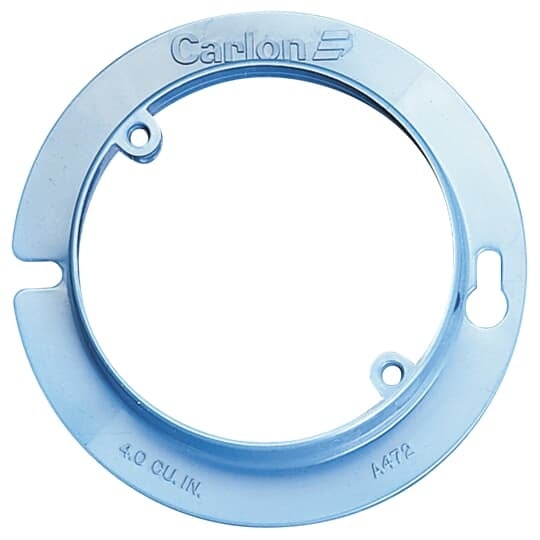 Round Plaster Ring, Volume 3.2 Cubic Inches, Diameter 4 Inches, Raised 1/2 Inch, Color Blue, Material Non-Metallic