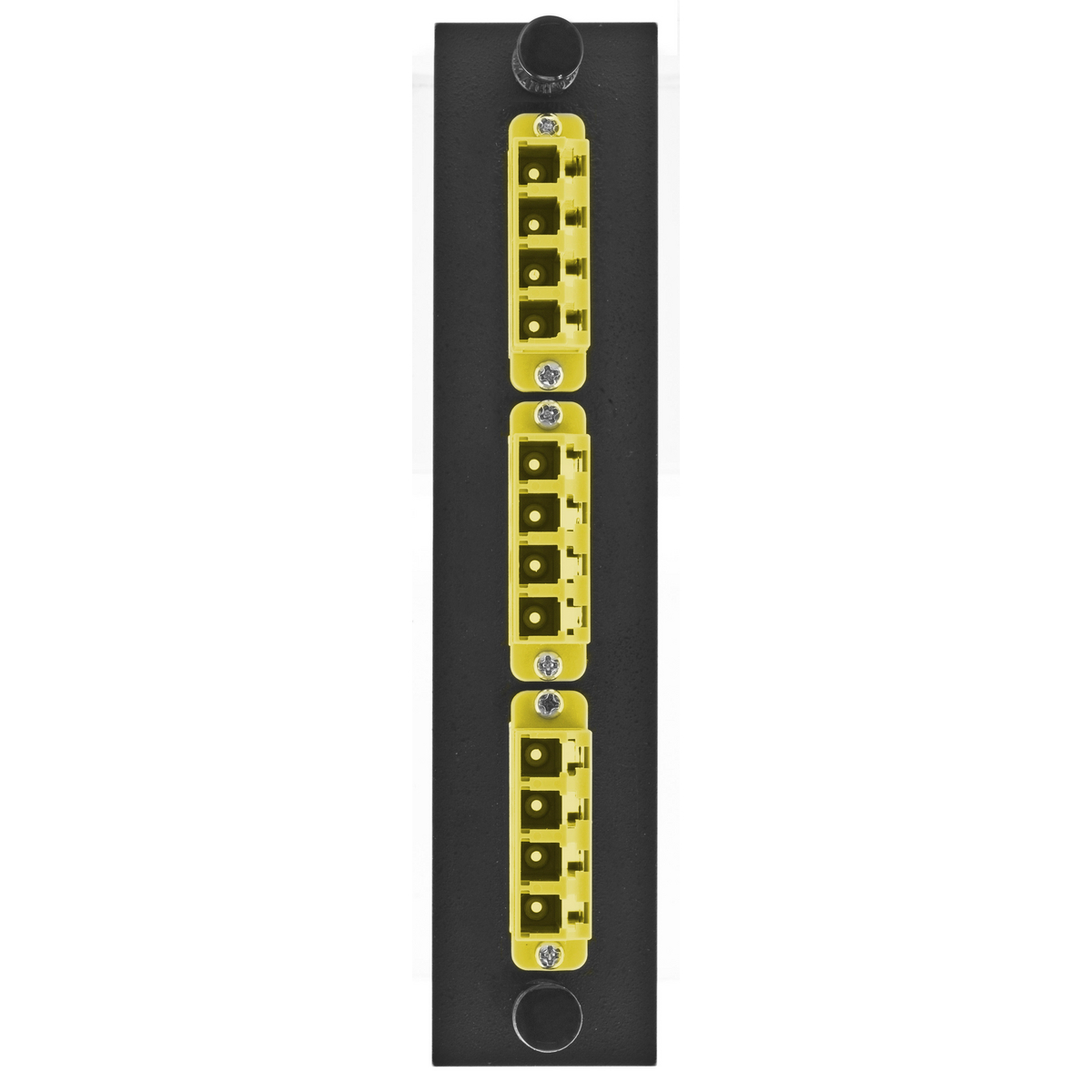 Fiber Optic Panel Adapter, 12-Fiber, 3) LC Quad, Zircon Sleeves, Yellow