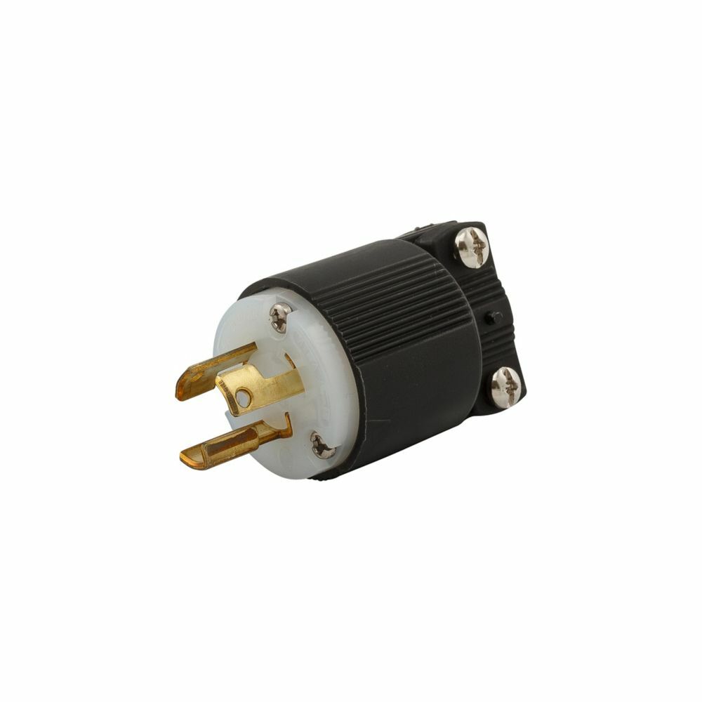Eaton safety grip locking plug, #16-12 AWG, 15A, Industrial, 277V, Back wiring, Black, white, Safety grip, L7-15, Two-pole, Three-wire, Nylon, 0.38 to 1 in, -40 to 60C