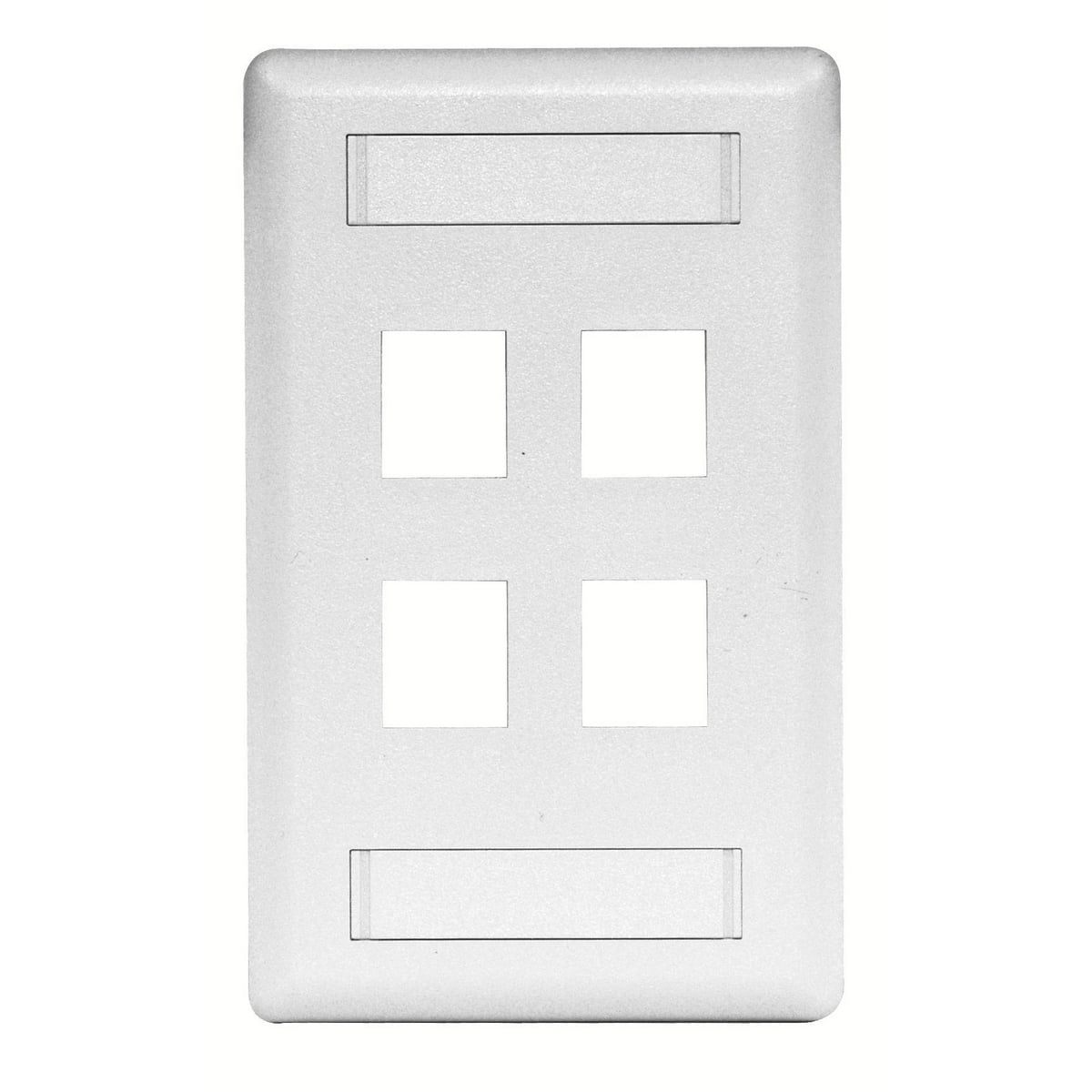 Phone/Data/Multimedia Face Plate, Face Plate, Rear-Loading, 4-Port, Single-Gang, White