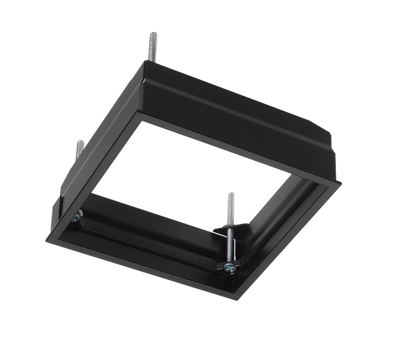 Aculux 3 1/4" Square Flush Mount Adapter, Special Ceilings; Wood, Stone, Tile, 1 3/8" to 1 3/4" Thick Ceiling, Black Finish