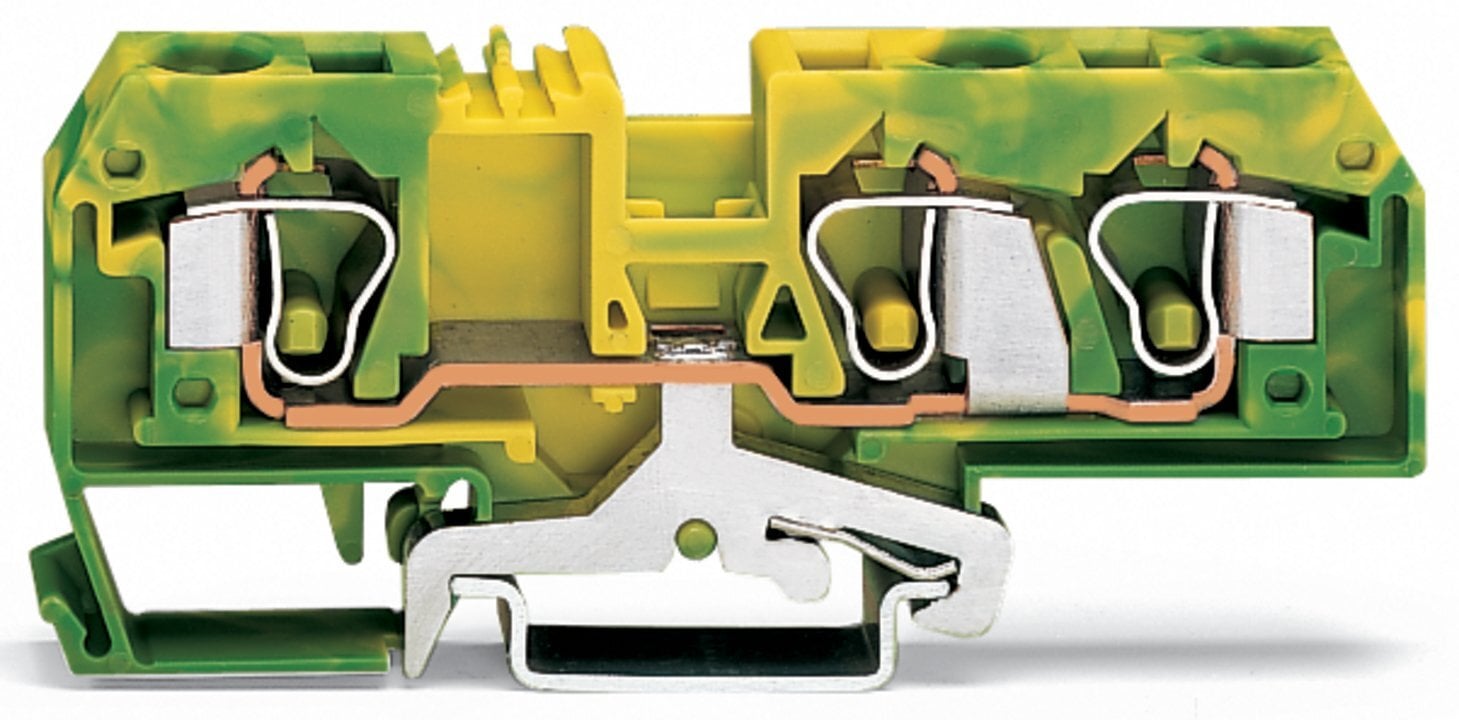 3-conductor ground terminal block; 10 mm; center marking; for DIN-rail 35 x 15 and 35 x 7.5; CAGE CLAMP; 10,00 mm; green-yellow