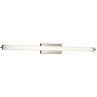 This LED, 48 inch linear wall fixture is a versatile piece. The Brushed Nickel finish and a white acrylic diffuser create a crisp look and bright, clean ambience. Horizontal or vertical mounting options add to the versatility of this fixture.
