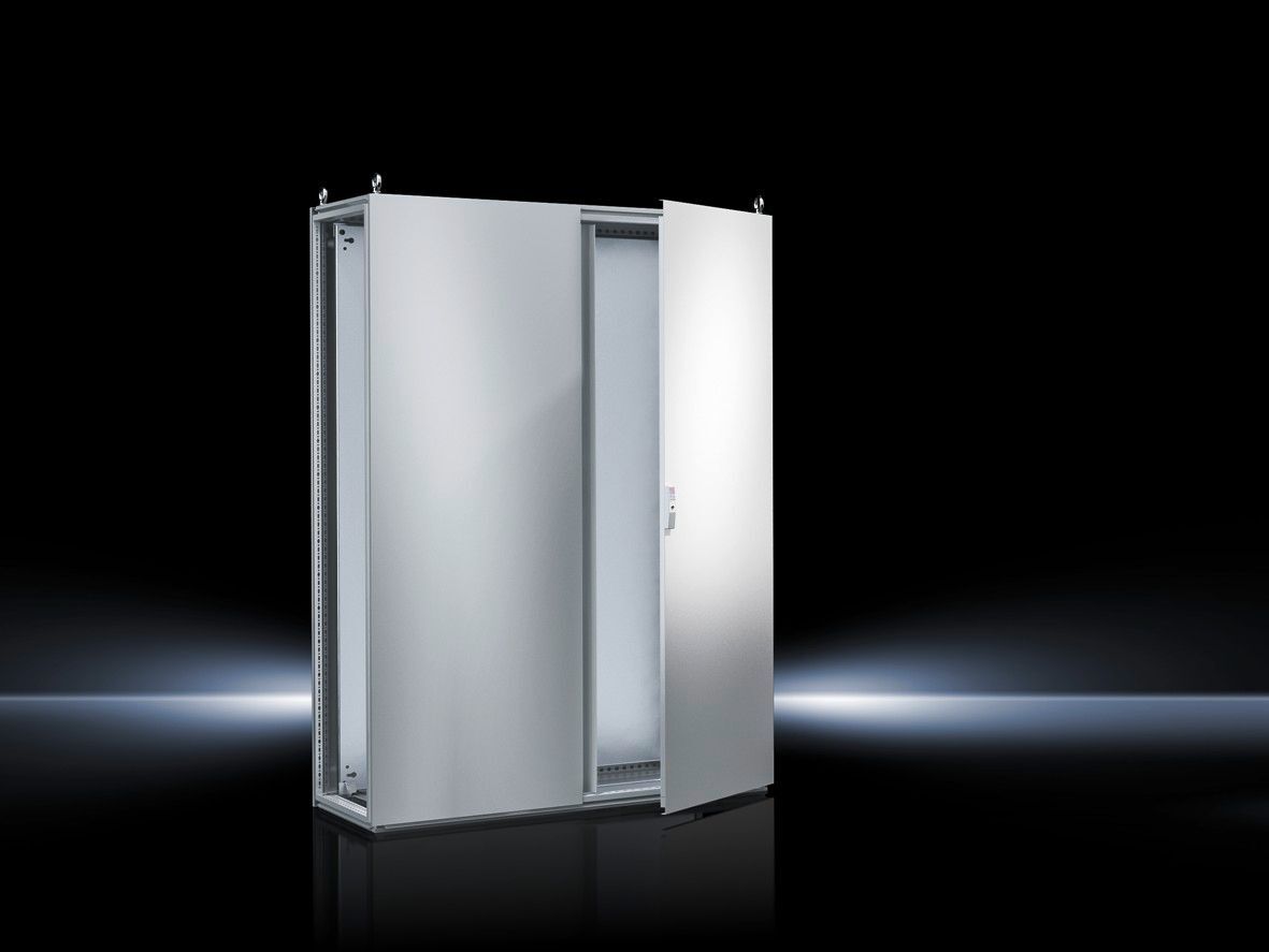 TS Bayed enclosure system, WHD: 1200x1800x600 mm, carbon steel, with mounting plate, two doors at the front