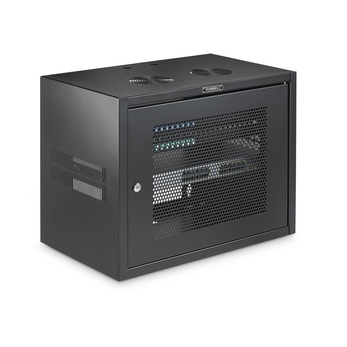 QuadCab, Wall Mount Cabinet, Economy, 12 Rack Units, 14" Deep, Mesh Door, Black