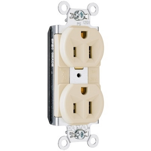 PlugTail Spec Grade Duplex Receptacle 20amp 125volt Ivory