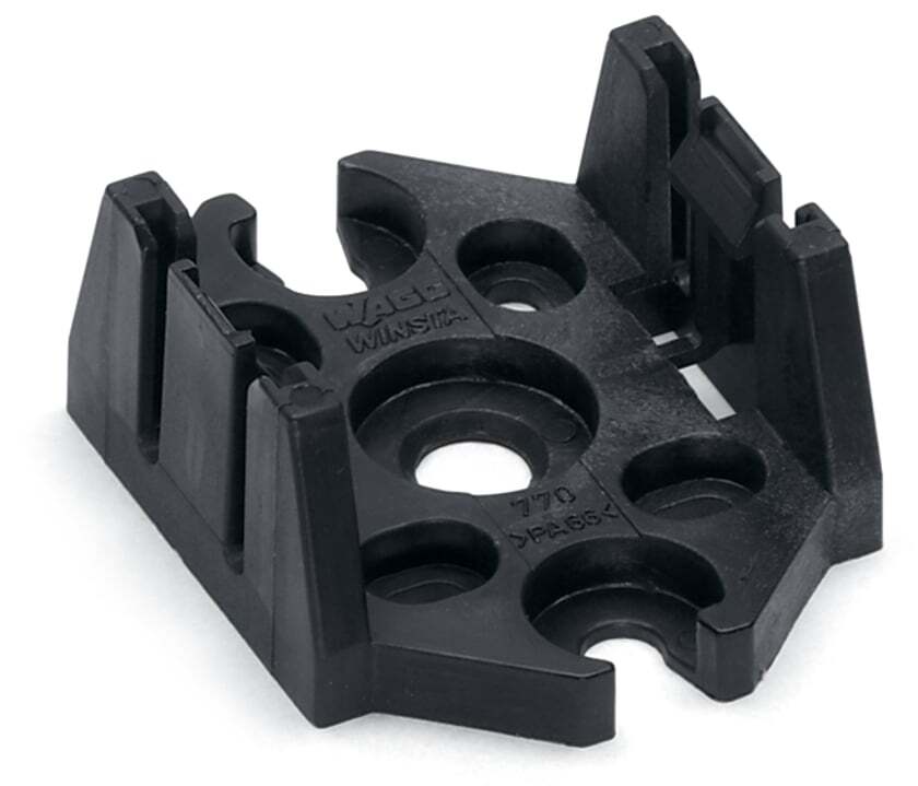 Mounting plate; 3-pole; for distribution connectors; Plastic; black