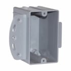 Eaton Crouse-Hinds series Switch Box, Face bracket (1/2" offset), NM clamps, 3-3/16"; PVC, Angle, Single-gang, Used with wood or metal studs, 20.3 cubic inch capacity
