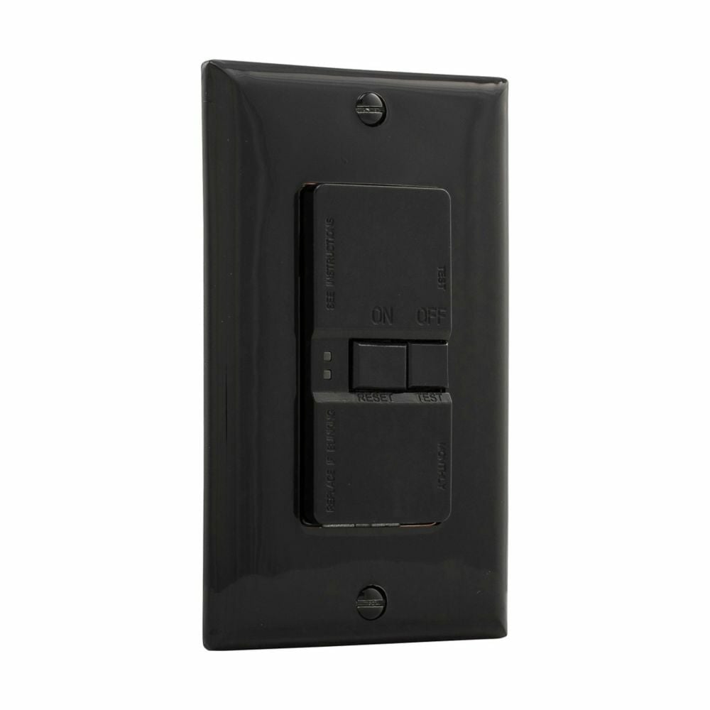 Eaton Blankface GFCI,Self-test,#14 - 10 AWG,20A,Residential,Commercial,Flush,125 V,GFCI,Back and side wire,Black,Brass,Blankface,Thermoplastic,Two-pole,Three-wire,Two-pole, three-wire, grounding