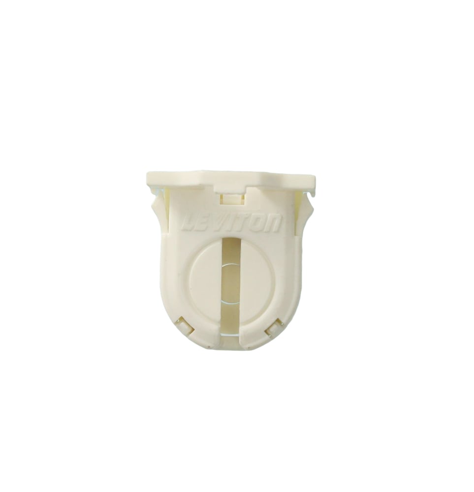 Fluorescent lampholder, dedicated T8, 16MM lamp center, small bi-pin, non-shunted, turn type with lamp lock, 660W-600V. UL and CSA. Snap-in with no post mounted. Bottom load. COF white. Packaged 1/polybag, 5/master carton.