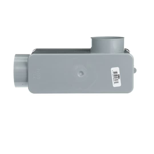 Type LL Conduit Body, Volume 63 Cubic Inches, Size 2 Inches, Length 9-9/32 Inches, Material PVC, Color Gray, For use with Schedule 40 and 80 Conduit