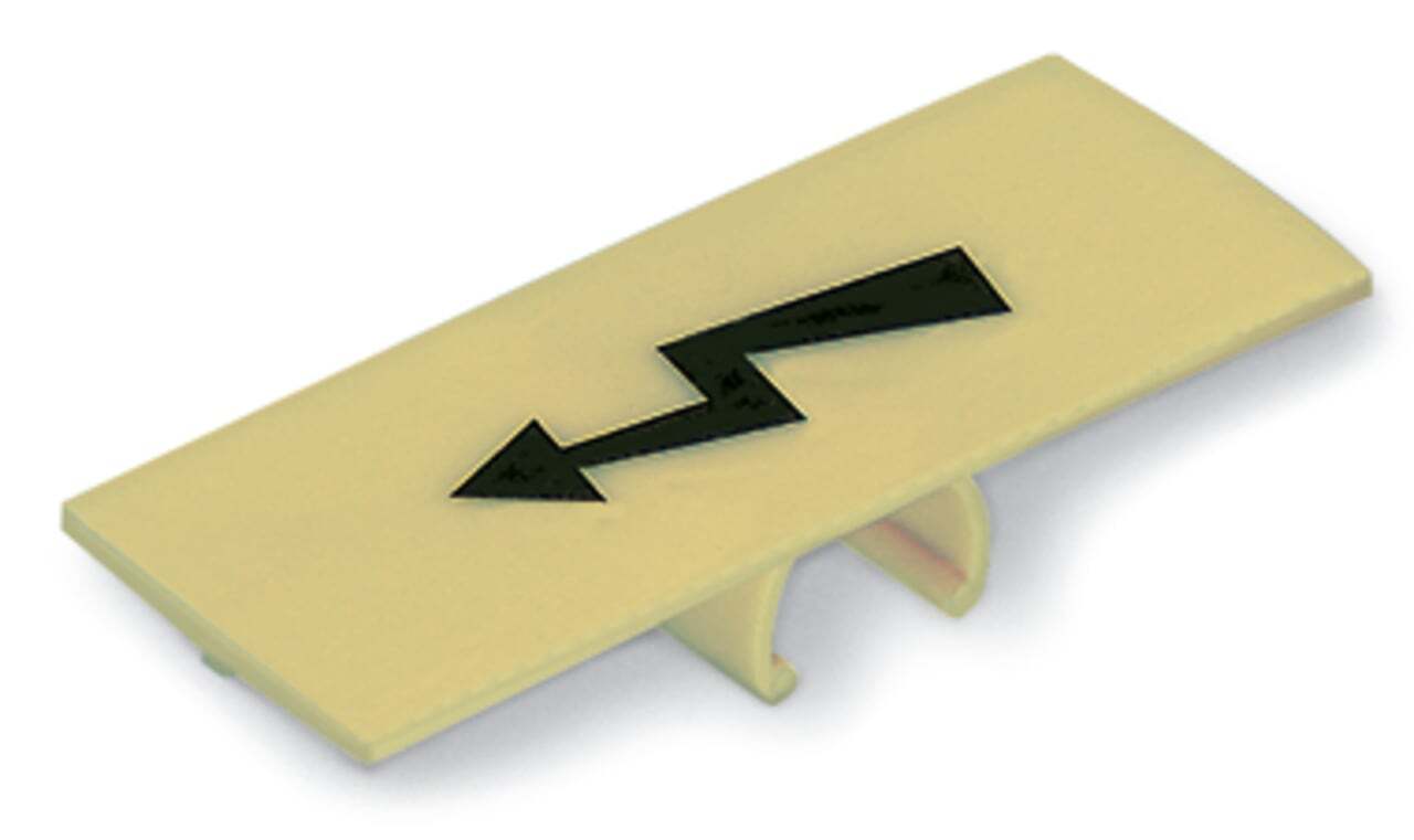 Protective warning marker; with high-voltage symbol, black; yellow