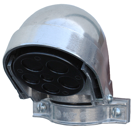 Entrance Cap, 1/2 in. Size, Die Cast Copper Free Aluminum material, Clamp On mounting