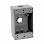 Eaton Crouse-Hinds series weatherproof outlet box, 18.3 cu in capacity, Bronze, 2" deep, Die cast aluminum, Single-gang, (3) 3/4" outlet holes, Rectangular
