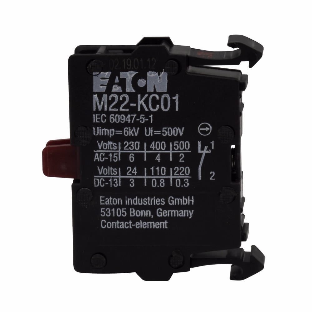 Eaton M22 pushbutton contact block, M22 Palm Switch contact block, 22.5 mm, Screw, Black, NC, IP66, NEMA 4X, 13