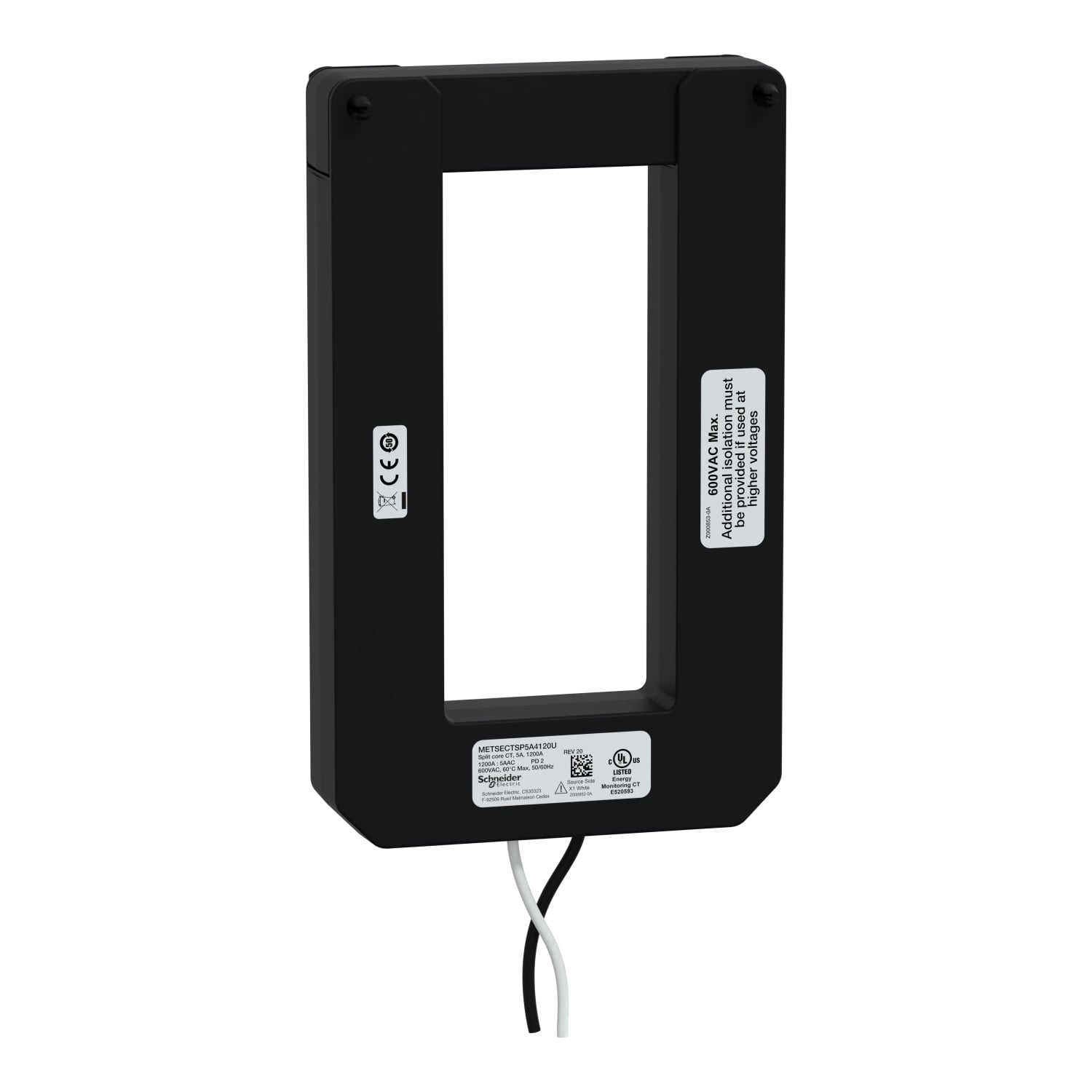 Split core current transformer, PowerLogic UL2808 CT, 1200A, 5A output