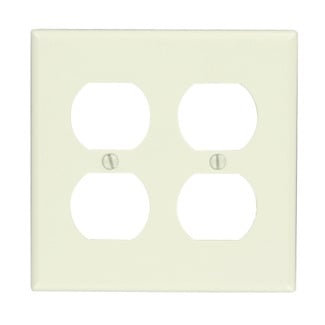 2-Gang Duplex Device Receptacle Wallplate, Standard Size, Thermoset, Device Mount, Light Almond