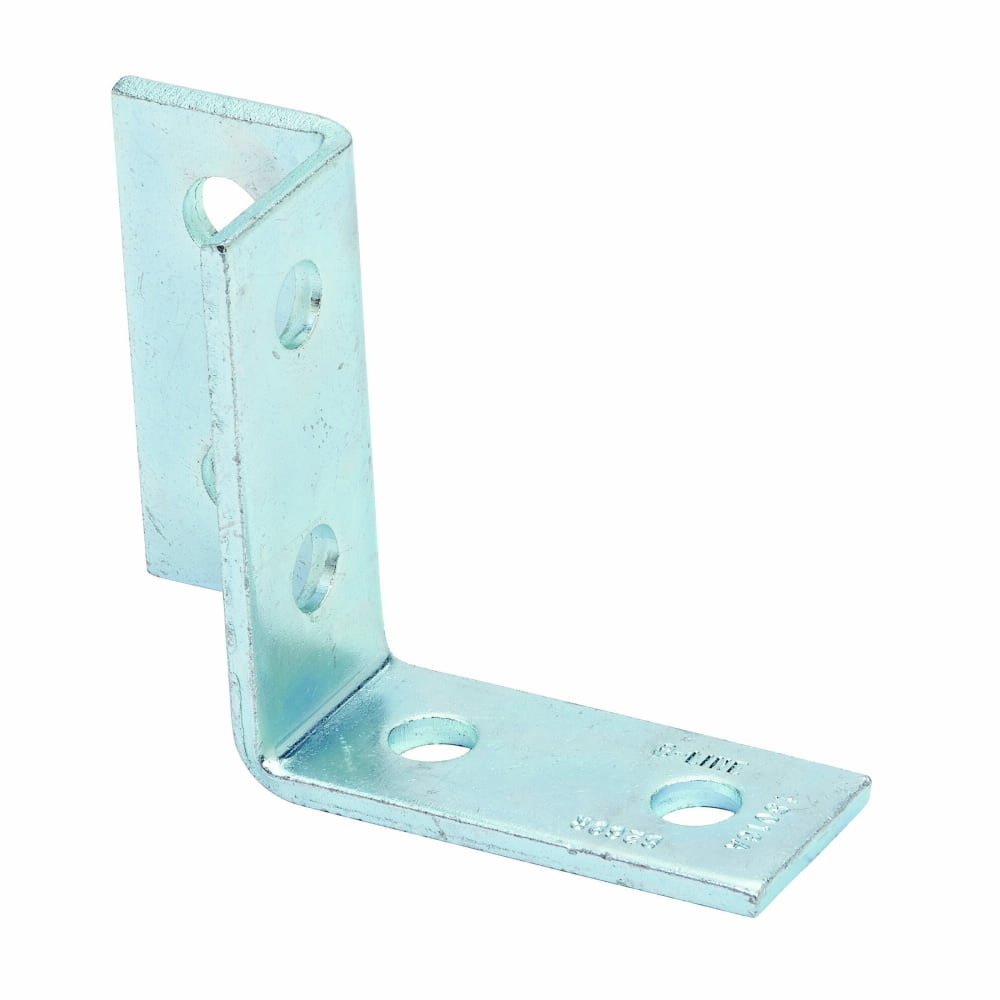 Eaton B-Line series corner connection, 3.93" H x 5.37" L x 1.62" W, Steel, Electro-plated, Right hand six hole single corner wing fitting