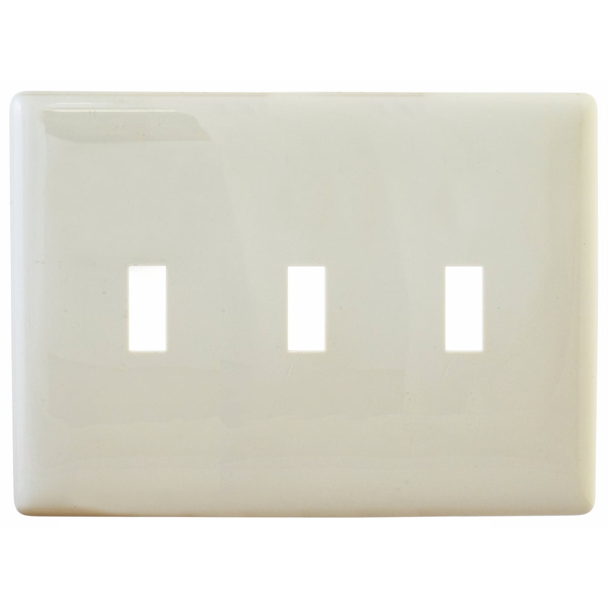 Wallplates and Box Covers, Wallplates, Thermoplastic, 3-Gang, 3) Toggle Openings, Light Almond