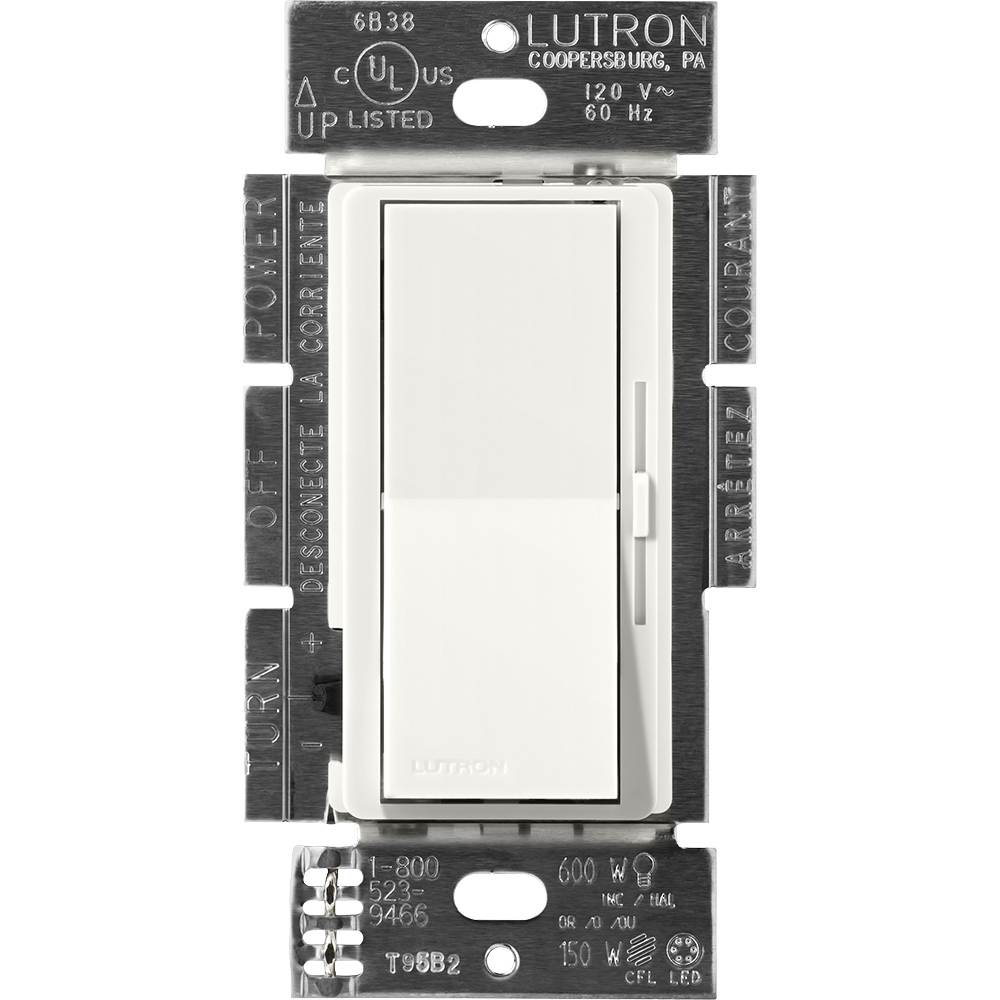 Diva Dimmer - Satin Finish, Electronic Low-Voltage, Single-pole, 120V/300W in architectural white