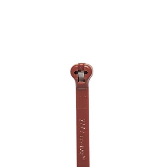 High Performance Cable Tie for Indoor applications, Brown Color Nylon 6.6, Length of 186mm (7.3 Inches) for Bundle Diameter up to 48mm (1.89 Inches), Width of 4.9mm (0.19 Inches), Tensile Strength Rating of 222 Newtons (50 Pounds), Operating Temperature of -60 Degrees Celsius (-76 F) to 85 Degrees Celsius (185 F), UL/EN/CSA62275 Type 2/21S Rated for AH-2 Plenum and as a Flexible Cable and Conduit Support, Military Specified (MIL-SPEC MS3367-1-1), Bulk Pack
