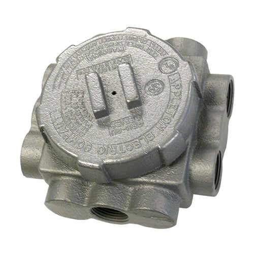 UNILETS; Conduit Outlet Box; 4.880 Inch Width x 3 Inch Depth x 4.880 Inch Height, Malleable Iron, 25 Cubic-Inch