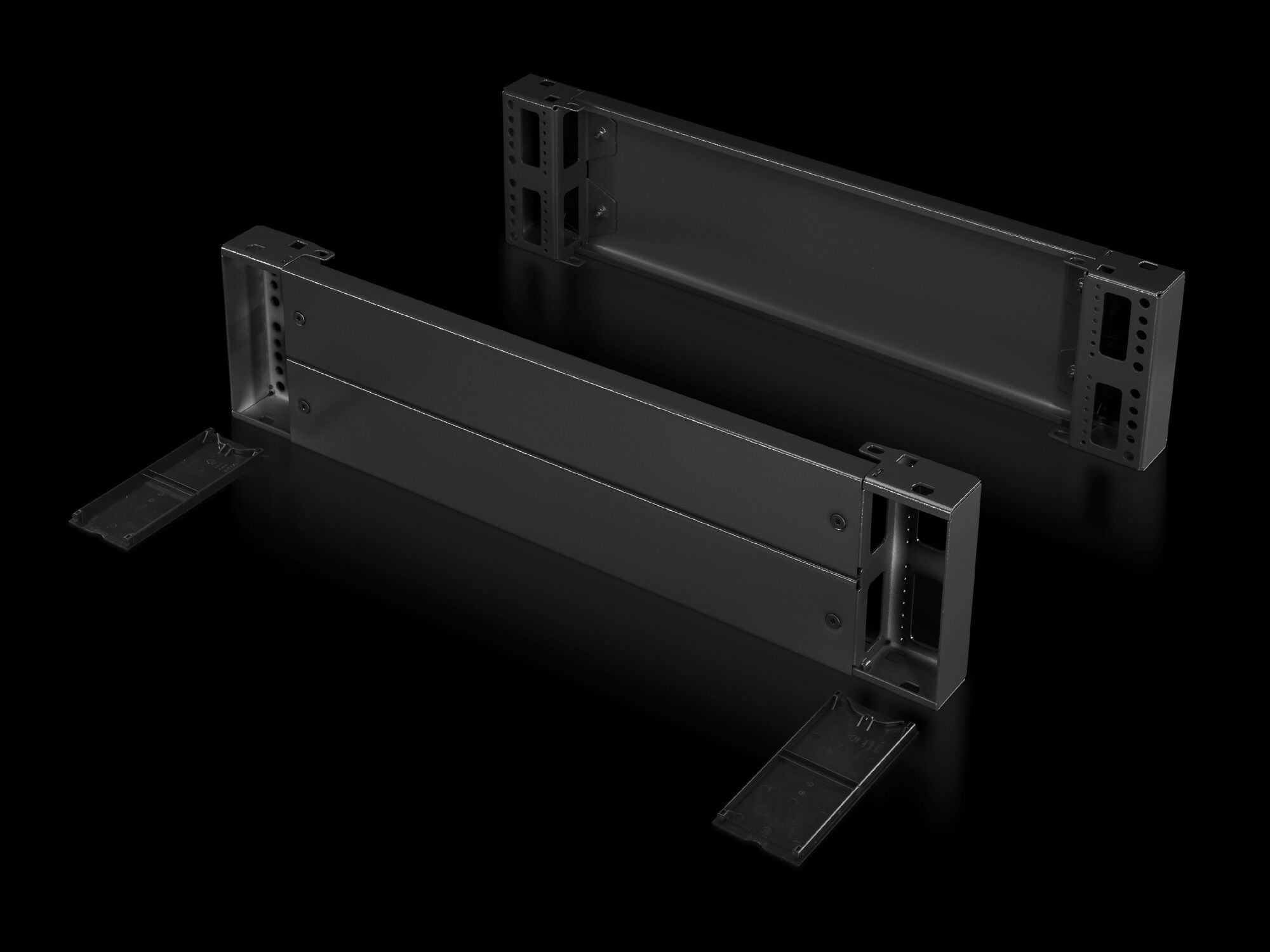TS Base/plinth component, front and rear, H: 200 mm, for W: 600 mm, RAL 7022, carbon steel
