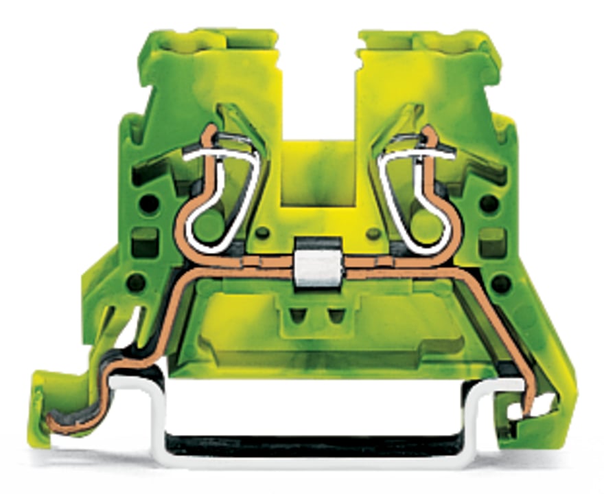 2-conductor ground terminal block; 2.5 mm; lateral marker slots; for DIN-rail 35 x 15 and 35 x 7.5; CAGE CLAMP; 2,50 mm; green-yellow