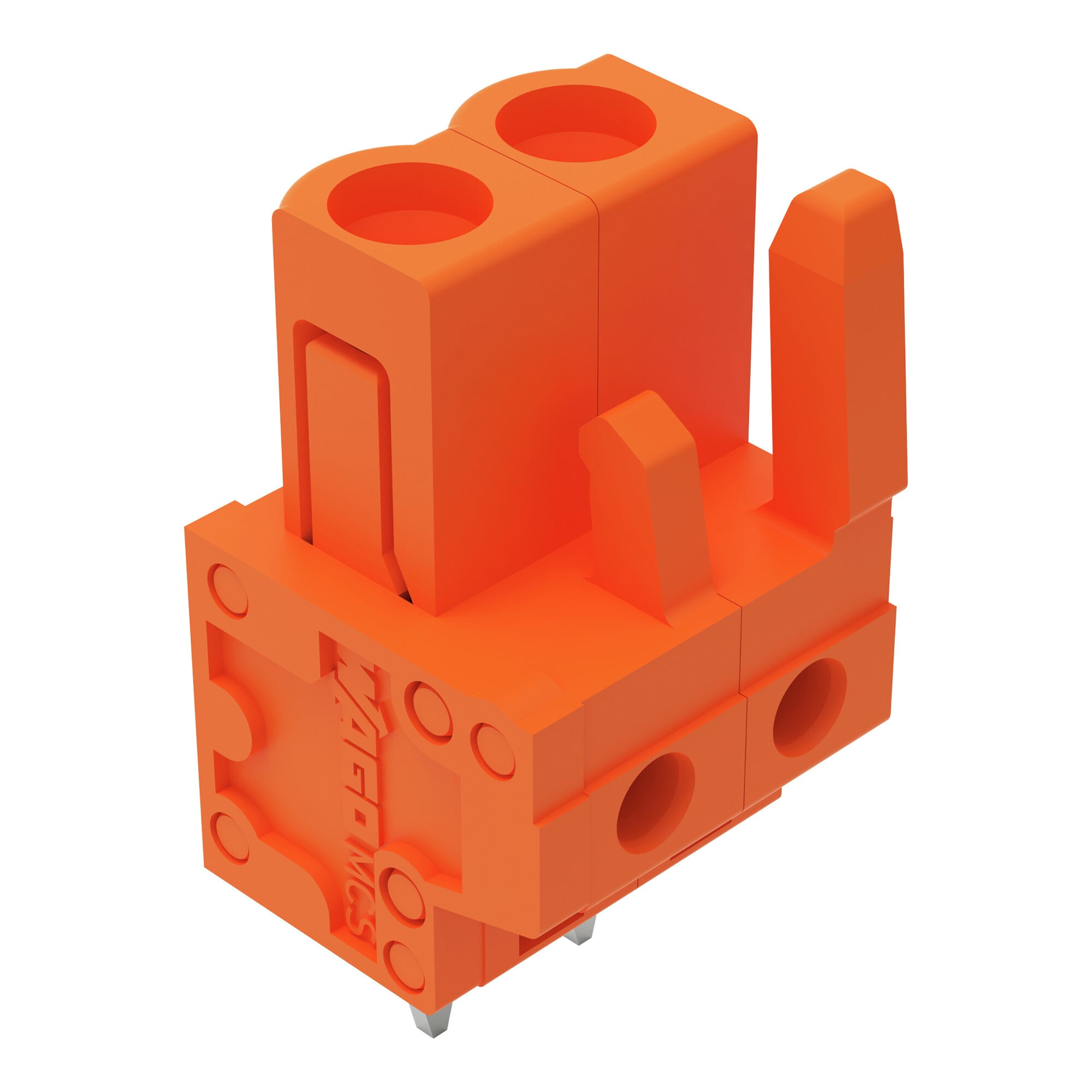 THT female header; straight; Pin spacing 5.08 mm; 2-pole; 0.6 x 1.0 mm solder pin; orange