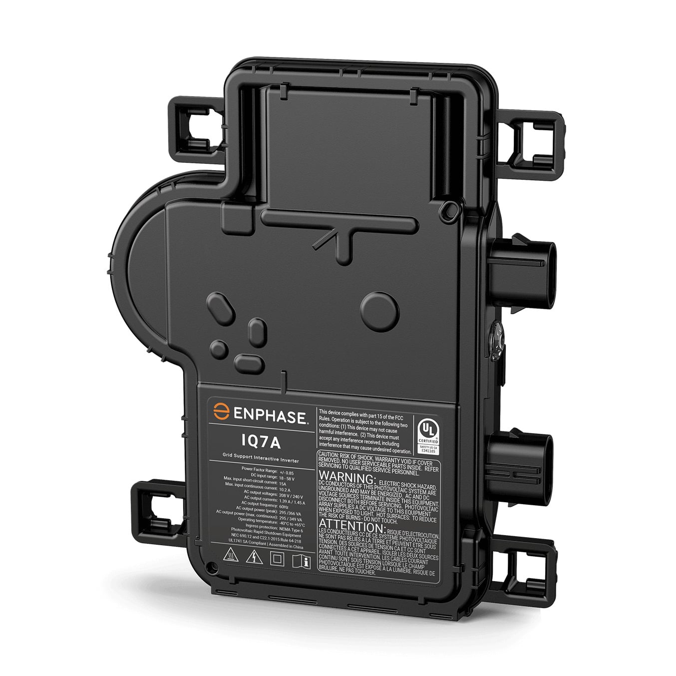 IQ7A Microinverter with Integrated MC4 Connectors, compatible with 72-cell PV modules