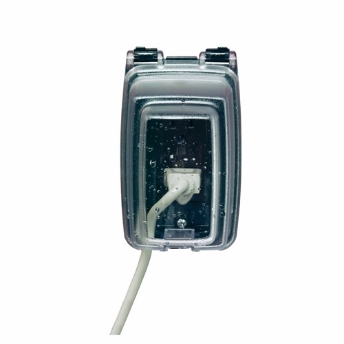 The WEATHER COVER SGL (DEEP) 3-1/8" This Plastic In-Use Covers are easy to install and shipped with gasket, mounting screws, base cover assembly, and patented inserts for serve  applications, such as schools and commercial buildings.