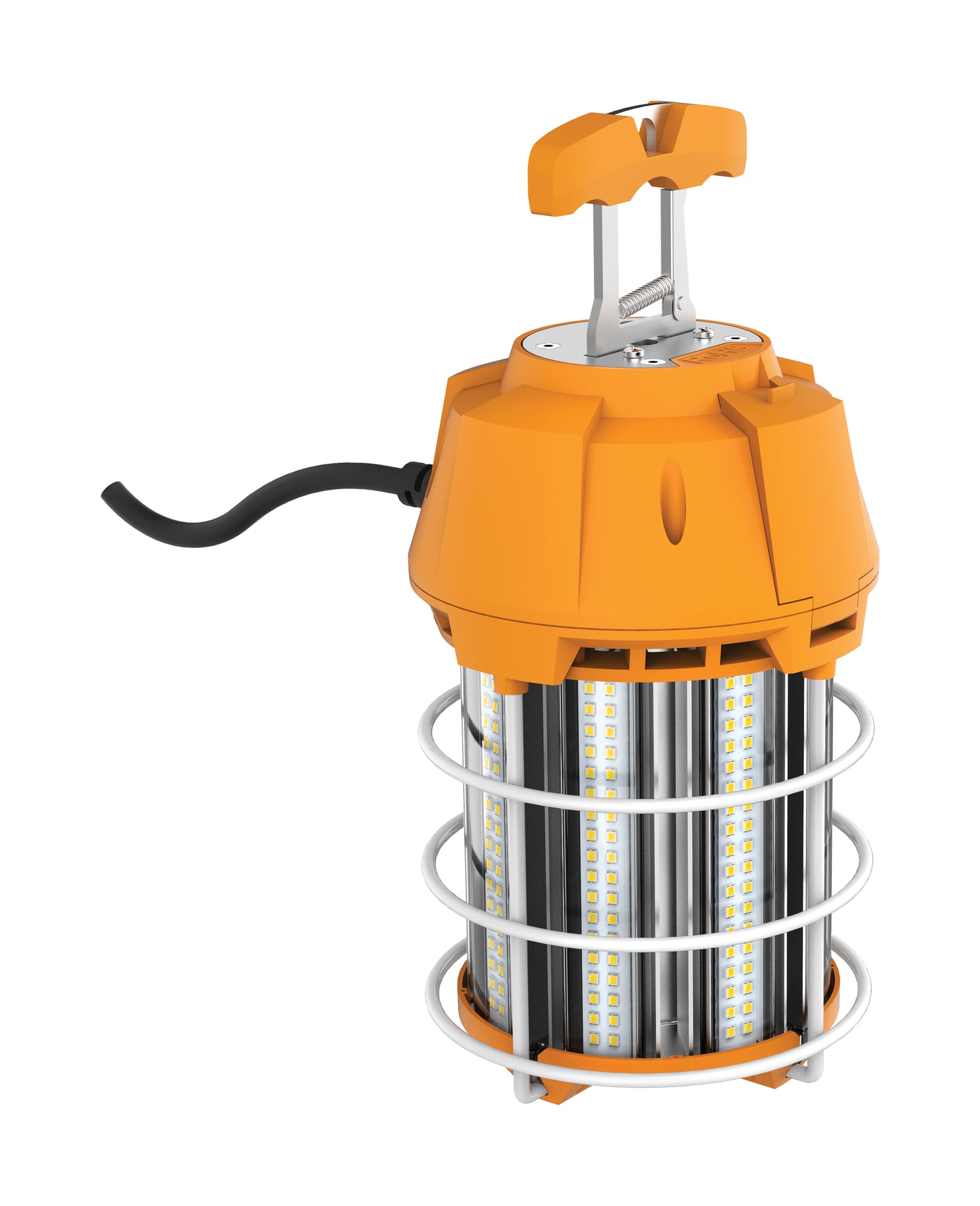 100 Watt LED Hi-Lumen Temporary Hi-Bay Caged Lamp - 5000K - Integrated Cord / Plug & Hook - 120 Volts