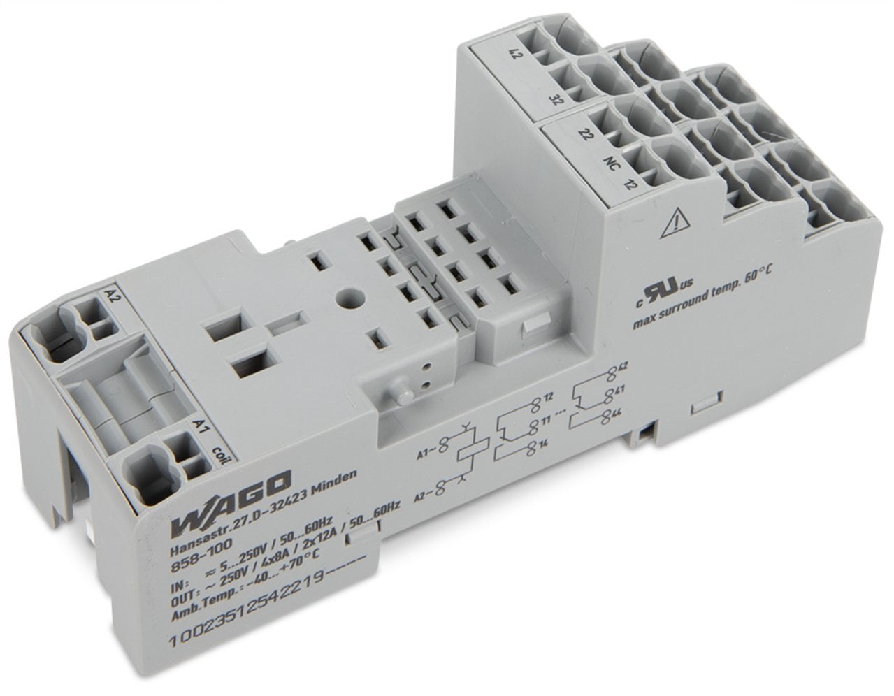 Relay socket; 4 changeover contacts